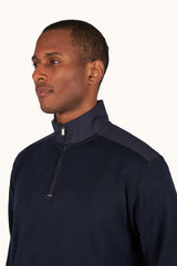 Navy Riviera Metal Shark Fin Merino Extrafine half zip sweater