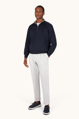 Navy Riviera Metal Shark Fin Merino Extrafine half zip sweater