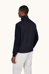 Merino wool hybrid zip-up Cardigan in Blue