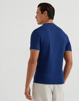 Blue Cotton jersey crew neck T-shirt with faux-layering
