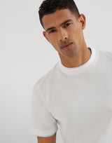 White Cotton jersey crew neck T-shirt with faux-layering