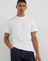 White Cotton jersey crew neck T-shirt with faux-layering