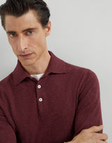 Cashmere knit polo shirt - AMARANTH