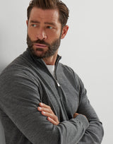 Virgin wool and cashmere lightweight sweater with half-zip