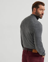 Virgin wool and cashmere lightweight sweater with half-zip