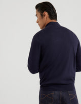 Virgin wool and cashmere lightweight sweater with half-zip