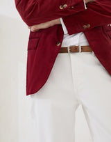 English White Garment-dyed traditional fit five-pocket trousers in comfort cotton lightweight denim