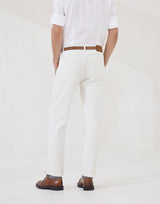 English White Garment-dyed traditional fit five-pocket trousers in comfort cotton lightweight denim
