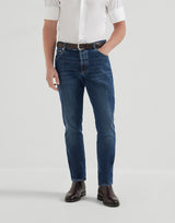Comfort denim slim fit five-pocket trousers - Dark Denim