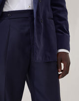 Lightweight virgin wool and silk twill tuxedo trousers