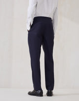 Lightweight virgin wool and silk twill tuxedo trousers