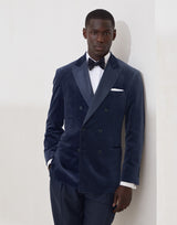 Cotton and silk velvet one-and-a-half breasted tuxedo jacket