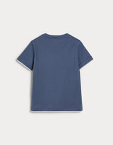 Blue Cotton jersey T-shirt with faux-layering