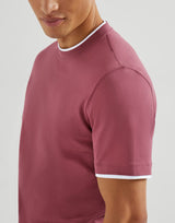 Coral Cotton jersey crew neck T-shirt with faux-layering