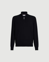 Black Cashmere sweater with half zip