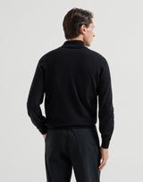 Black Cashmere sweater with half zip