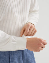 Panama White Cotton textured rib sweater