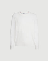 Panama White Cotton textured rib sweater