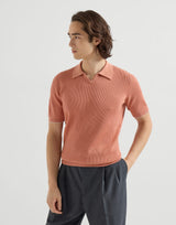 Apricot Cotton English rib knit polo