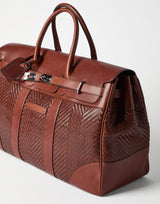 Braided Calfskin and Cowhide Country Bag Cognac