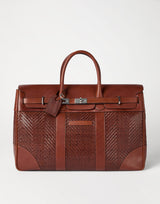 Braided Calfskin and Cowhide Country Bag Cognac