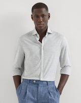 Silk and cotton jersey shirt with spread collar