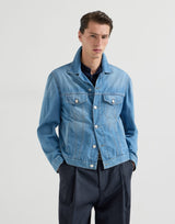 Lightweight old denim four-pocket jacket