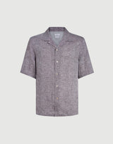 Hazelnut Linen easy fit short sleeve shirt with camp collar