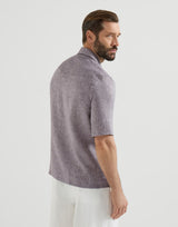 Hazelnut Linen easy fit short sleeve shirt with camp collar