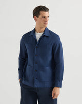 Navy Linen easy fit guayabera
