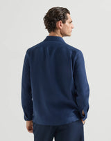 Navy Linen easy fit guayabera