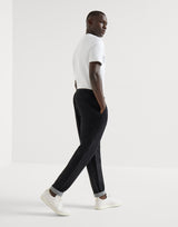 Cotton, cashmere and silk French terry double cloth trousers in black