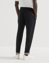 Cotton, cashmere and silk French terry double cloth trousers in black