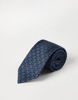 Geometric patterned silk tie