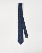 Geometric patterned silk tie