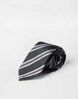 Textured striped silk tie
