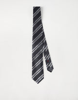 Textured striped silk tie