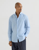 Lightweight Oxford basic fit shirt with spread collar - Azure