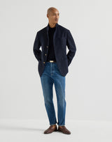 Lightweight water-resistant cashmere outerwear blazer - Navy
