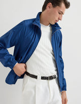 Lightweight nylon unlined outerwear jacket with hood