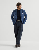 Wool, silk and linen Prince of Wales deconstructed blazer