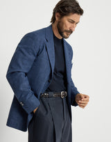 Wool, silk and linen Prince of Wales deconstructed blazer