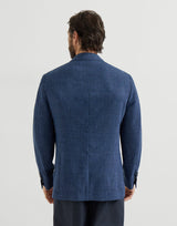 Wool, silk and linen Prince of Wales deconstructed blazer