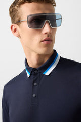 Arik functional short-sleeved top in Navy blue