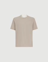 Cotton jersey crew neck T-shirt with faux-layering in Rock Grey