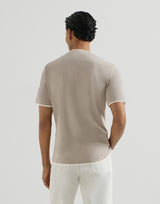 Cotton jersey crew neck T-shirt with faux-layering in Rock Grey