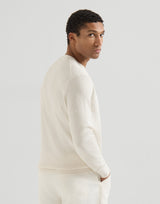 White Cotton textured rib lightweight sweater