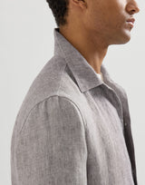 Light Brown Linen and hemp diagonal outerwear jacket