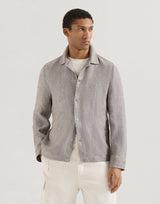 Light Brown Linen and hemp diagonal outerwear jacket