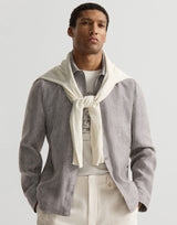 Light Brown Linen and hemp diagonal outerwear jacket